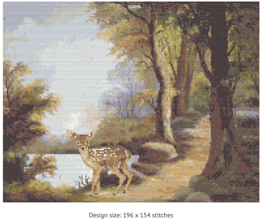 Deer in the Woods Cross Stitch Pattern - Etsy
