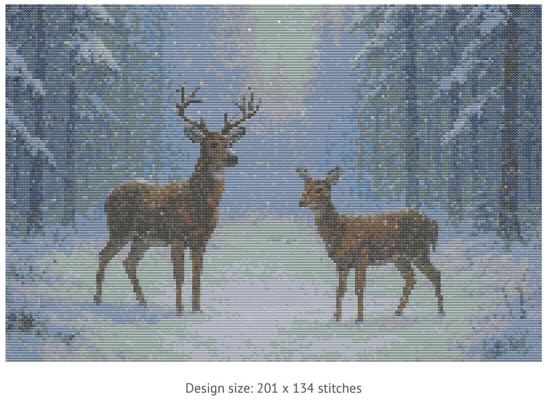 Winter Deer Cross Stitch Pattern - Etsy