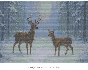 Cross Stitch Pattern - Deer in the Forest Cross Stitch Pattern ...
