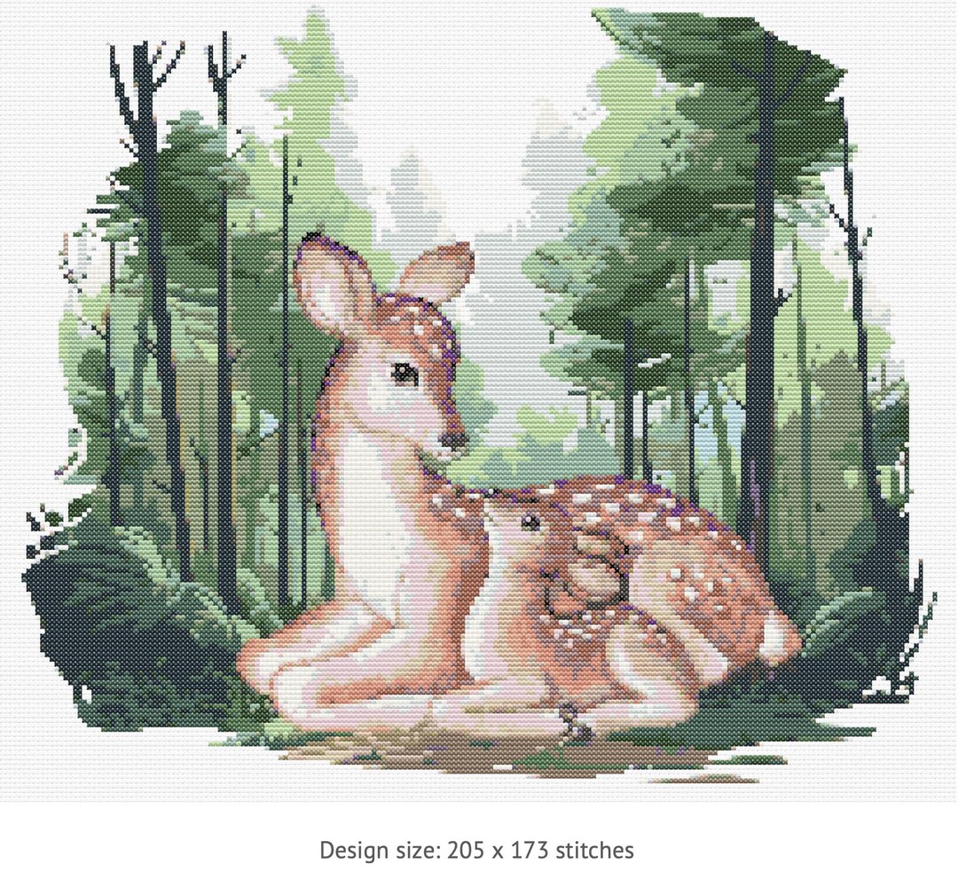 Deer in the Forest Cross Stitch Pattern - Etsy