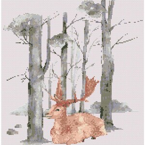 Buck im Wald Kreuzstichmuster