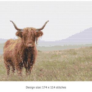 Highland Cow Cross Stitch Pattern