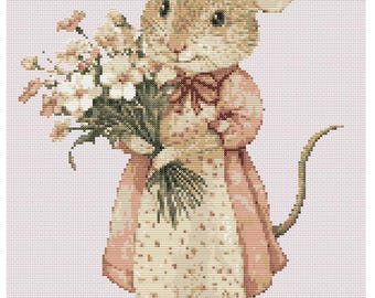 Cottage Mouse Cross Stitch Pattern