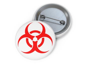 Red Biohazard Symbol Pin Buttons | Custom Button Pins