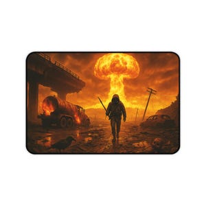 Atomic Wasteland Desk Mat: Post-Apocalyptic Gaming, Sci-Fi Office Decor