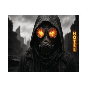 Wasteland Wanderer Gas Mask Poster: Sci-Fi Apocalypse Art