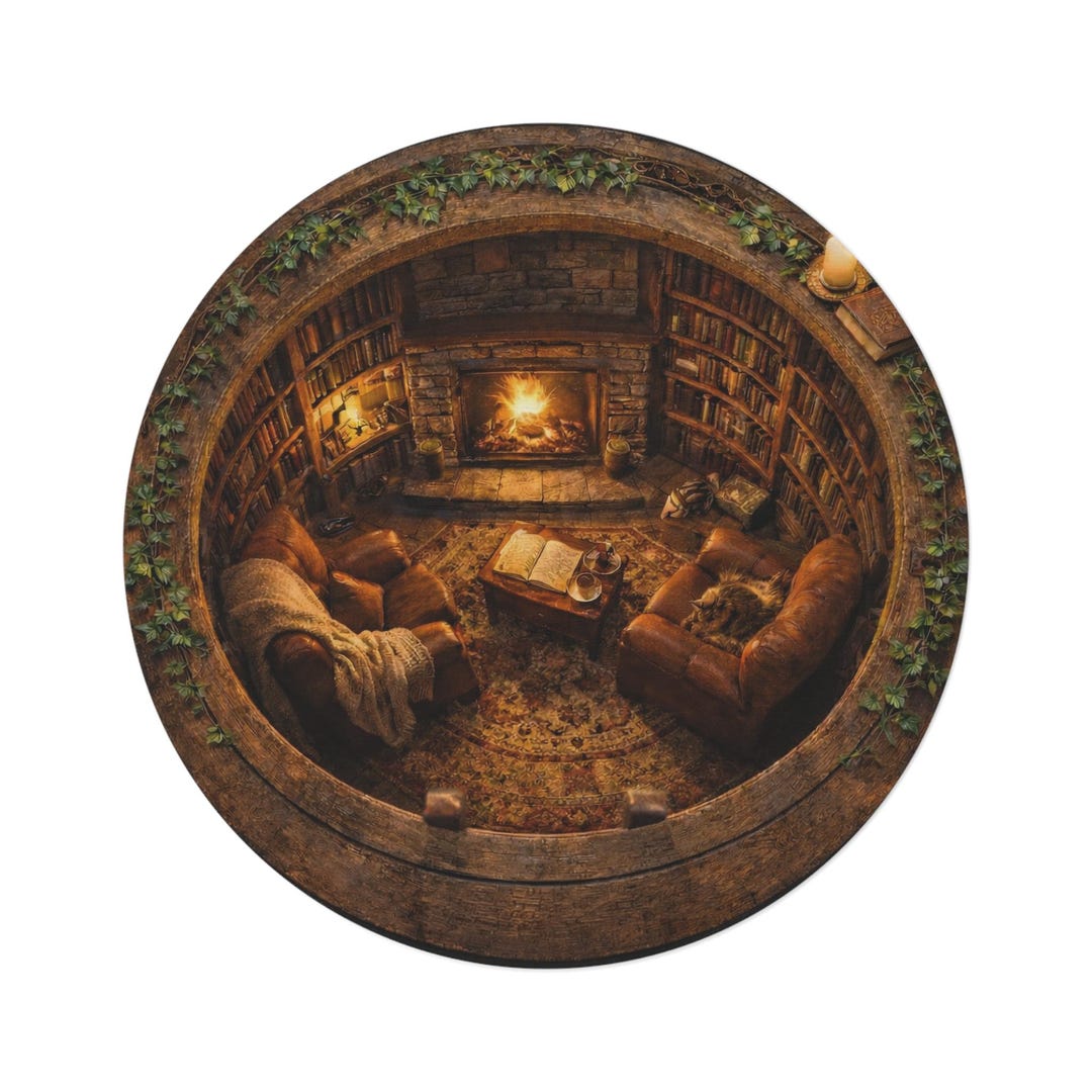 Hidden Library Rug Underground Library Illusion Round Rug | Book Nook Optical Floor Mat - Etsy