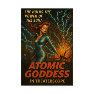 Pôster da Deusa Atômica, Impressão de Arte Pulp de Ficção Científica Retrô