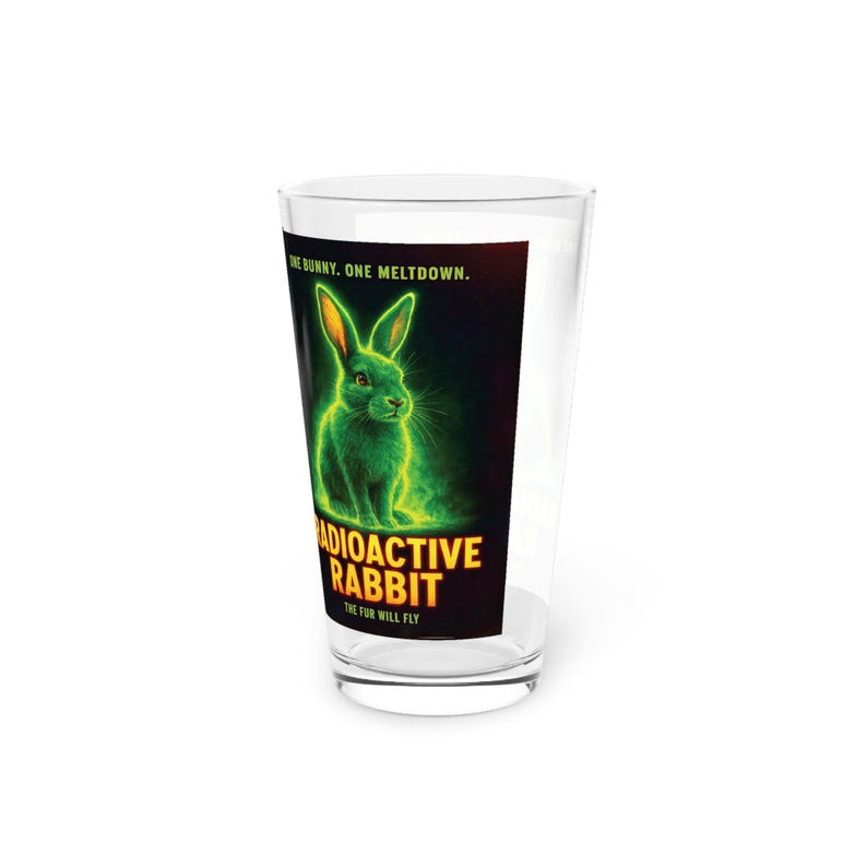 327 Radioactive Rabbit Pint Glass, Retro Style Movie Poster Radioactive Rabbit, Glassware ...
