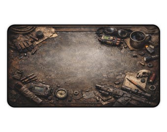 Post Apocalyptic Desk Mat | Wasteland Workbench Gaming Desk Pad | Extended Mousepad