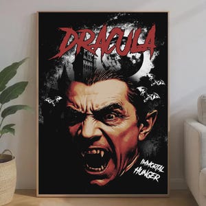Dracula Horror Movie Poster – Vintage Gothic Vampire Wall Art, Classic Monster Print, Halloween Gothic Décor Vampire Illustration
