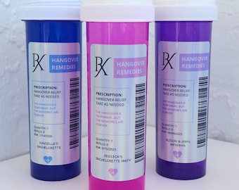 Pre-filled Bottle, Personalized Gift Hangover Kit, Funny Party Favor, Giveaways, Bachelorette, Wedding, Birthday, Event