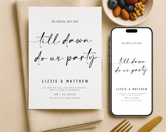 Wedding After-Party Canva invitation Template, Reception Card, Elopement Announcement, Happily Ever After, Digital Download Invitation