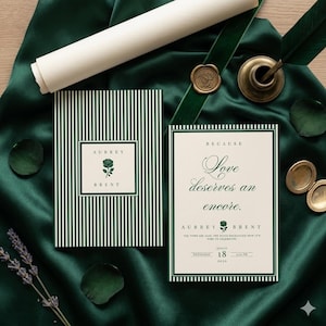 Wedding After Party Invitation Template, Old Money Invitation,  Emerald Green Reception Invite, Elegant Black Tie Wedding, Editable in Canva