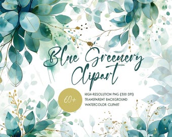 Gold and Green Watercolor Foliage Clipart Bundle, Eucalyptus Wreaths, Sprays & Corners, Eucalyptus Clipart, Digital Download