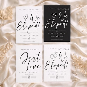 Black Minimalist After Party Canva Wedding Invitation Template: Nothing Fancy Just Love, Editable Template, 4 variations