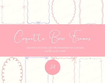 Soft Pastel Bow Frame Clipart Bundle, Pink Lavender Ribbon Borders PNG, Coquette Wedding Invitation Frames, Oval Arch Rectangle