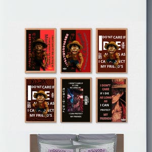 Luffy One Piece Inspired Aesthetic Wallpapers – I Don&#39;t Care Mood Poster Set