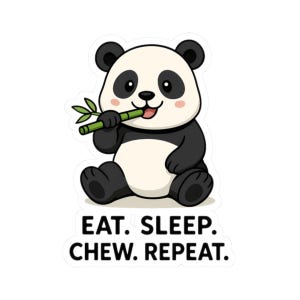 Panda Eating Bamboo Kiss Cut Sticker - Aesthetic Animal Vinyl Decal, Laptop, Water Bottle & Journal Accessory