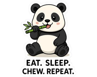 Panda Eating Bamboo Kiss Cut Sticker - Aesthetic Animal Vinyl Decal, Laptop, Water Bottle & Journal Accessory