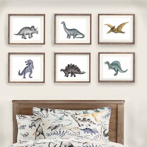 Dinosaur wall art décor for boy nursery bedroom, Jurassic dinosaur wall art prints