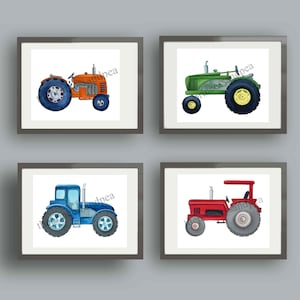 tractor wall art decor, boy nursery art prints, watercolor painting, gift idea