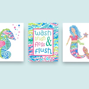 Mermaid wall art decor, baby girl nursery decor, lilly mermaid wall art prints