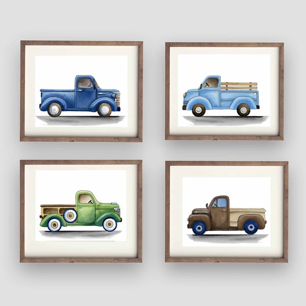 Vintage Green Truck Wall Art Etsy