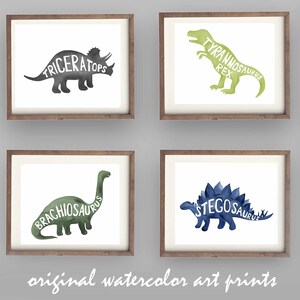 Dinosaur Watercolor Art Prints: Boys Nursery Decor