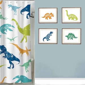 Dinosaur wall art décor for boy bathroom, kids dinosaur dino bathroom art prints