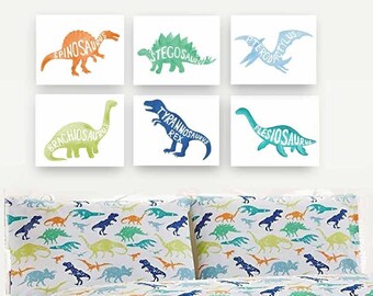 Watercolor Dinosaur Art Prints: Jurassic Nursery Decor