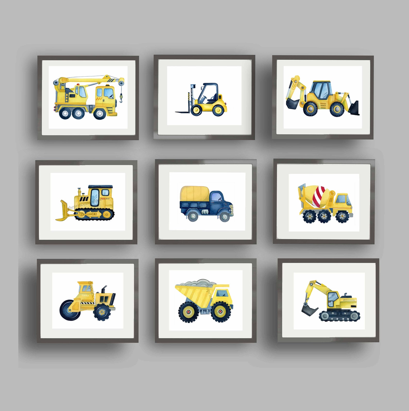 Construction Truck Wall Decor Construction Trucks Art Prints Etsy