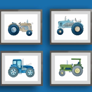 Tractor wall art decor, tractor watercolor art prints for boys nursery bedroom