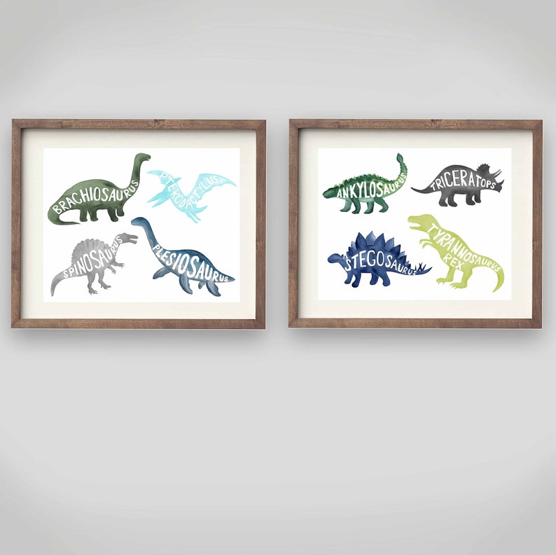 Dinosaur wall art decor for boy nursery bedroom children wall Etsy