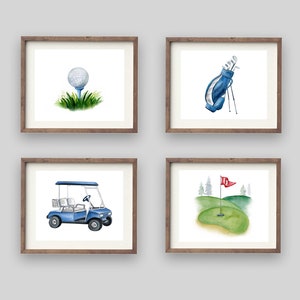 Golf  Art Prints, Boy Nursery Wall Decor, Golfing Watercolor painting set
