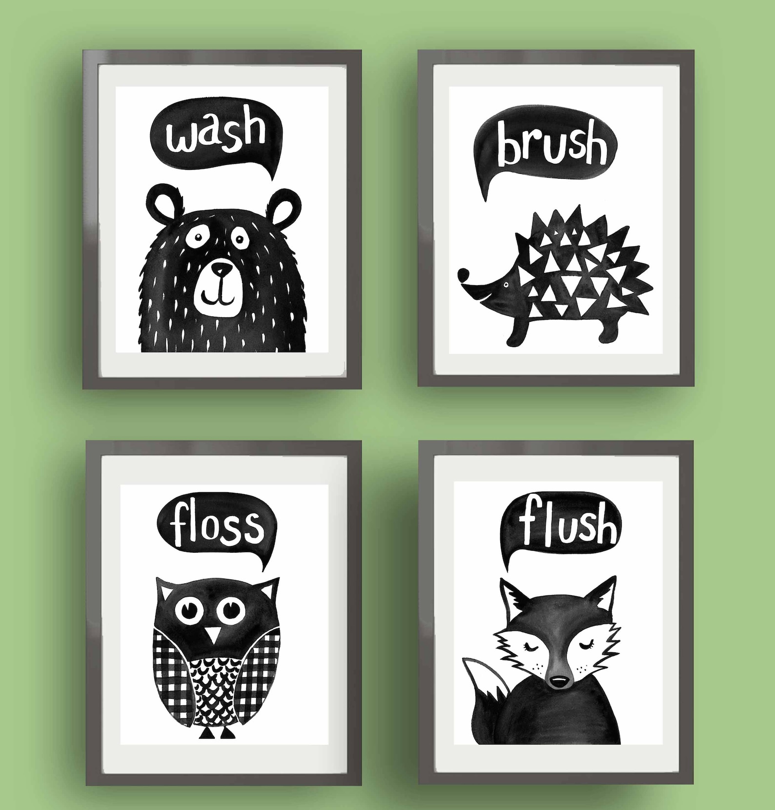 Woodland Bathroom Art Kids Bathroom Decor Woodland Bathroom Etsy