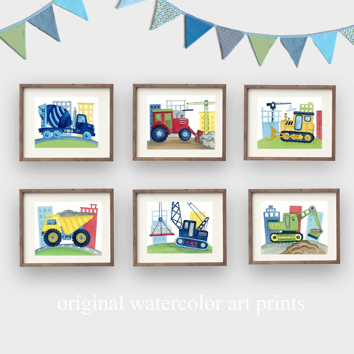 Construction Truck Wall Decor Construction Art Prints for Boy Etsy