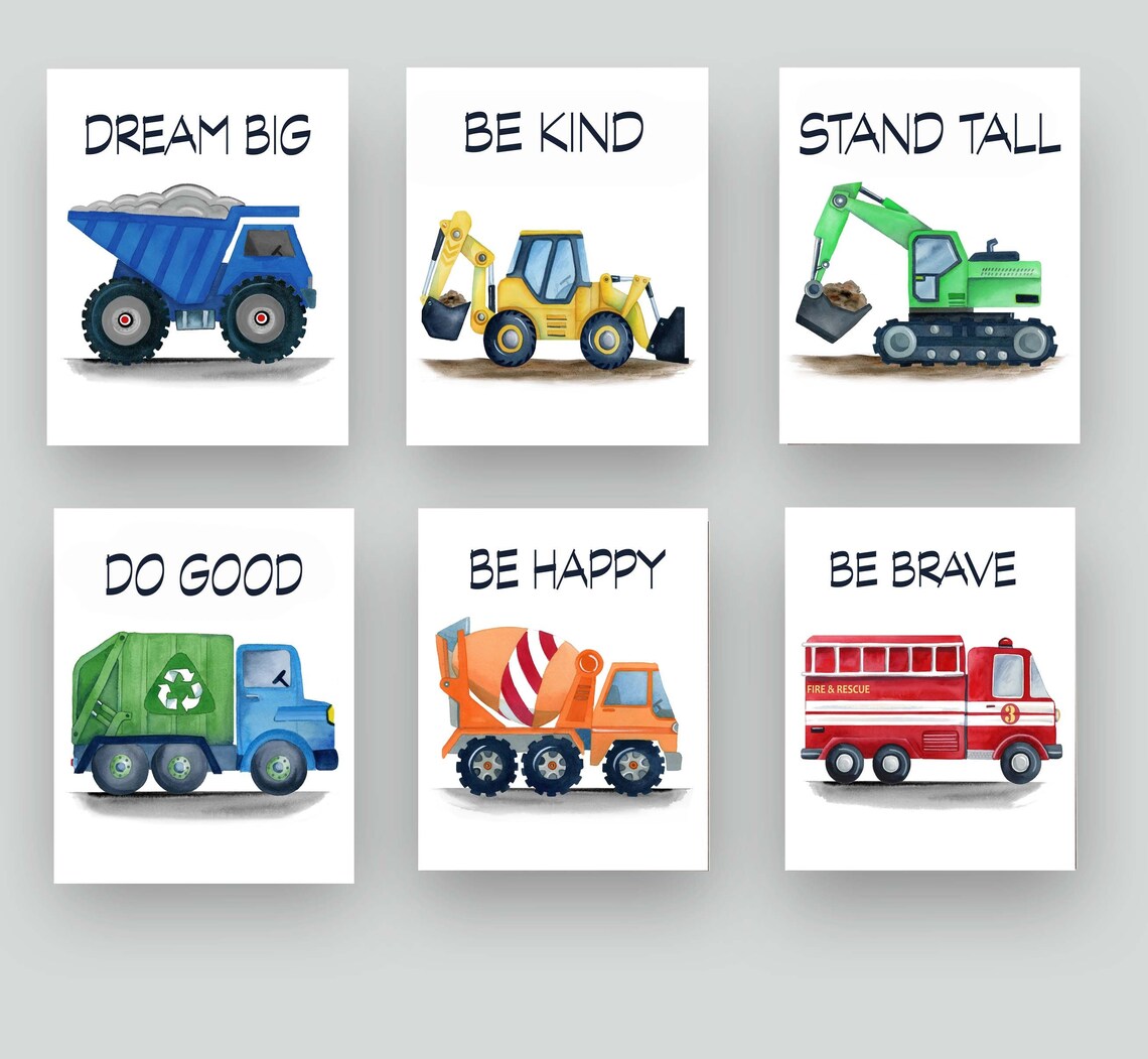 Construction Truck Wall Decor Construction Art Prints for Boy Etsy