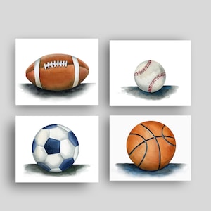 Set of 4 Sports Art Prints, Vintage Sports wall décor, boy nursery, instant digital downloads, printable