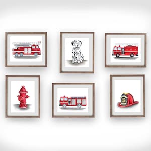 fire truck art prints for boys nursery fireman themed bedroom wall décor