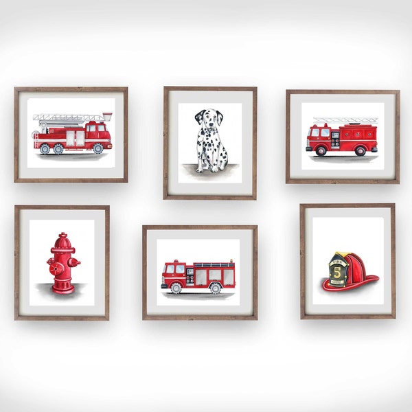 fire truck art prints for boys nursery fireman themed bedroom wall décor