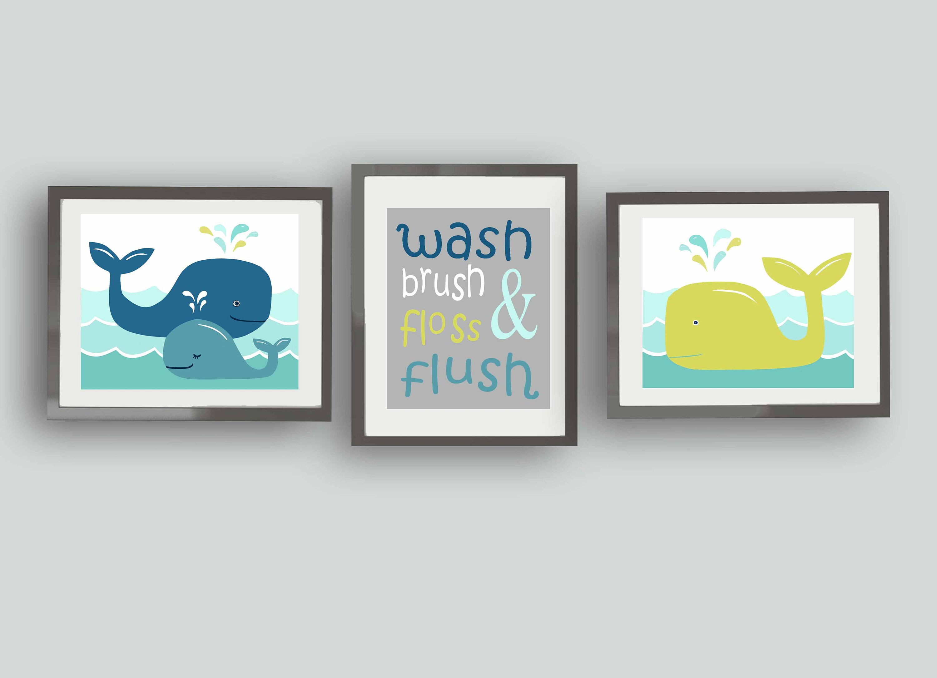 Whale Bathroom Wall Art Decor Kids Whale Bathroom Rules Art Etsy