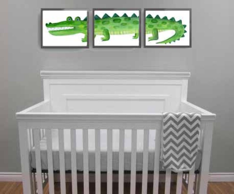 Alligator Wall Art Decor for Boy Nursery Alligator Triptych Etsy