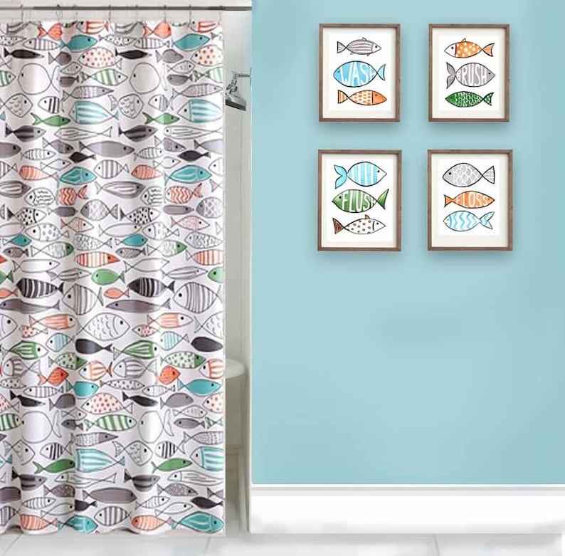 Fish Wall Art Decor for Boy Bathroom Kids Fish Bathroom Art | Etsy