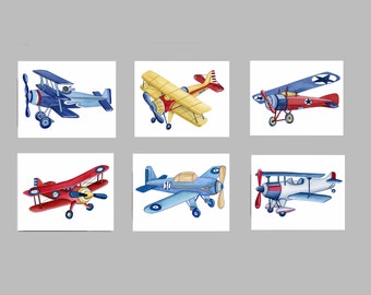 Vintage Airplane Art Prints: Boys Transportation Decor
