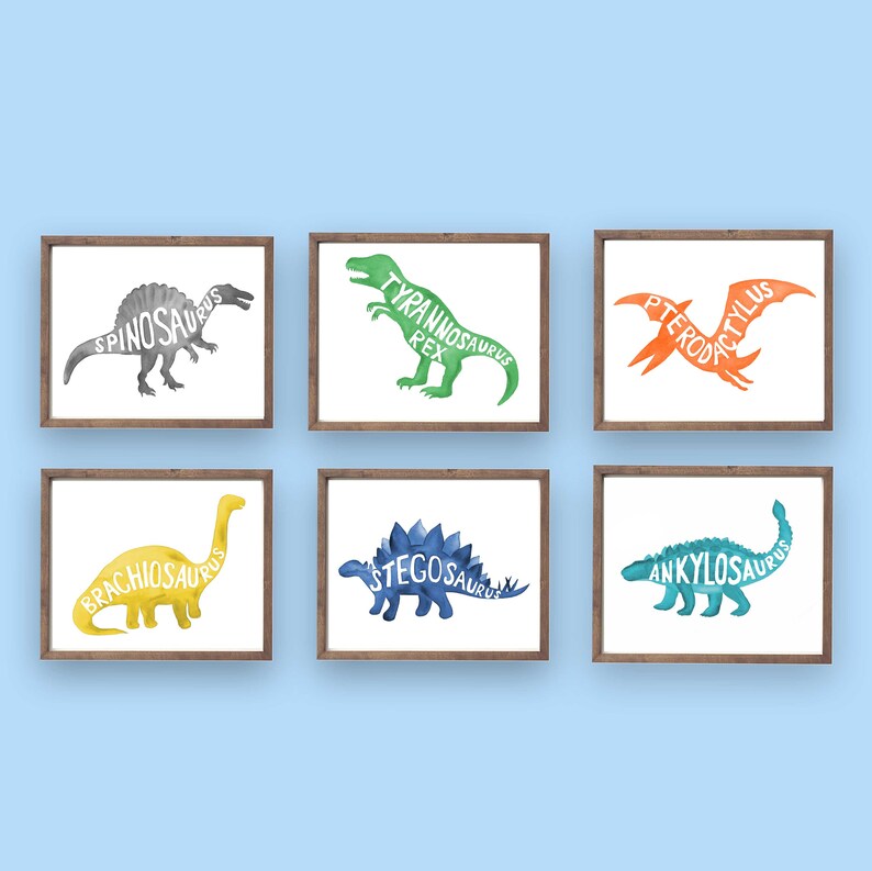 Dinosaur Wall Art Decor for Boy Nursery Bedroom Finn Dino Etsy