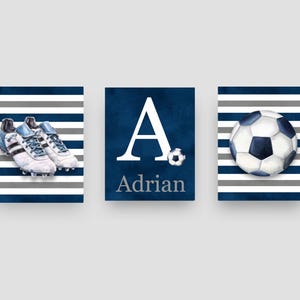 Personalized Soccer Wall Decor for Boy Nursery, Unique Gift Idea for Teen, art prints with customized name initial