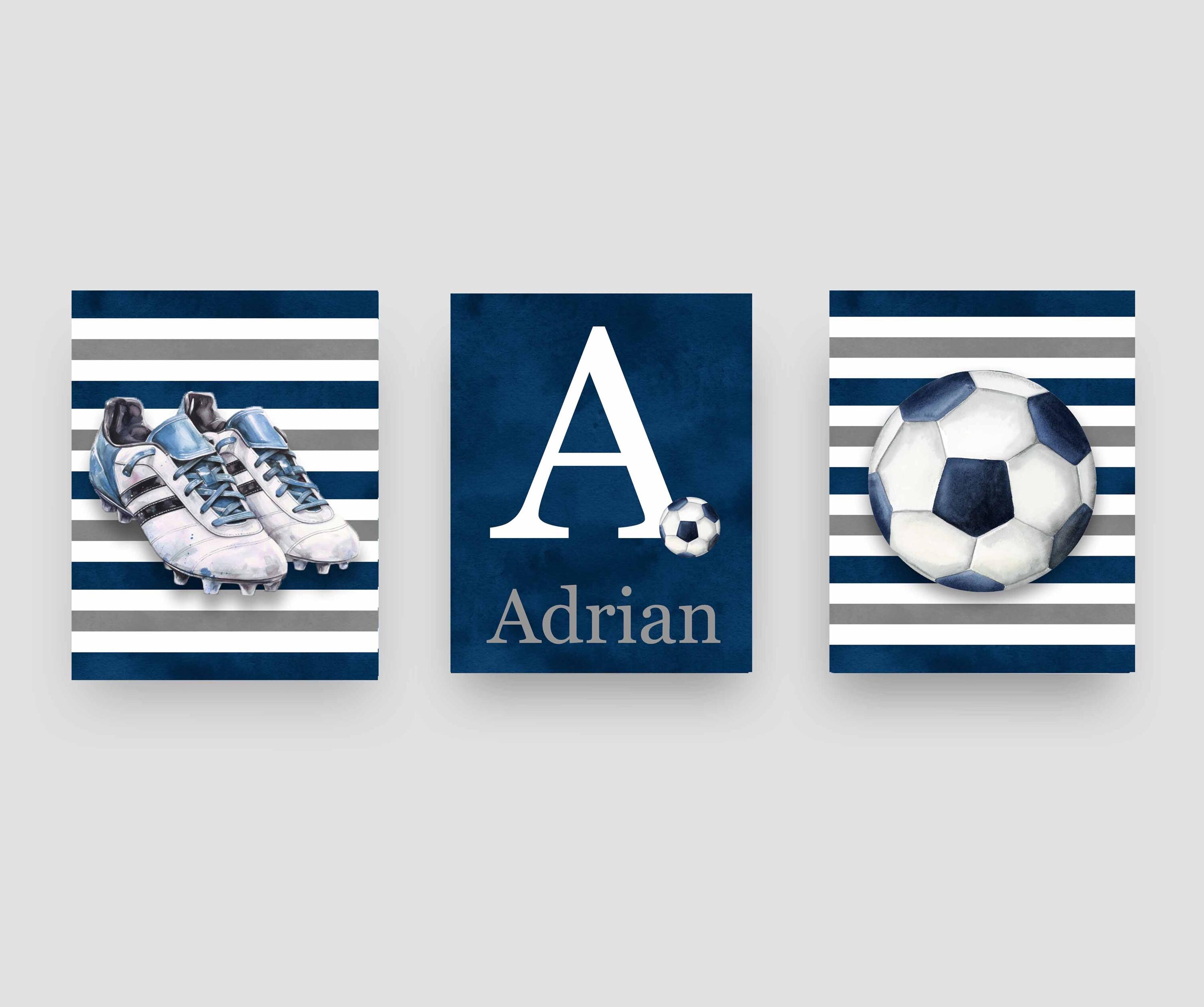Personalized Soccer Art Prints: Boy Nursery Decor, Custom Name Initial