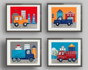 Transportation wall art décor, boys transportation bedding art prints, boys nursery art