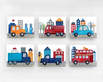 transportation art prints, car truck wall art decor, things that go bedding art prints, boys nursery art